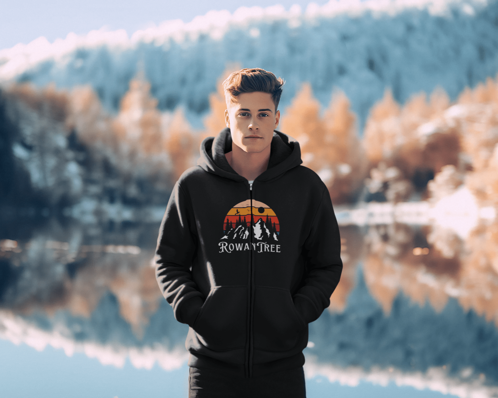 RowanTree Mountains Unisex Zip - Up Hoodie - RowanTree ClothingRowanTree Mountains Unisex Zip - Up Hoodie