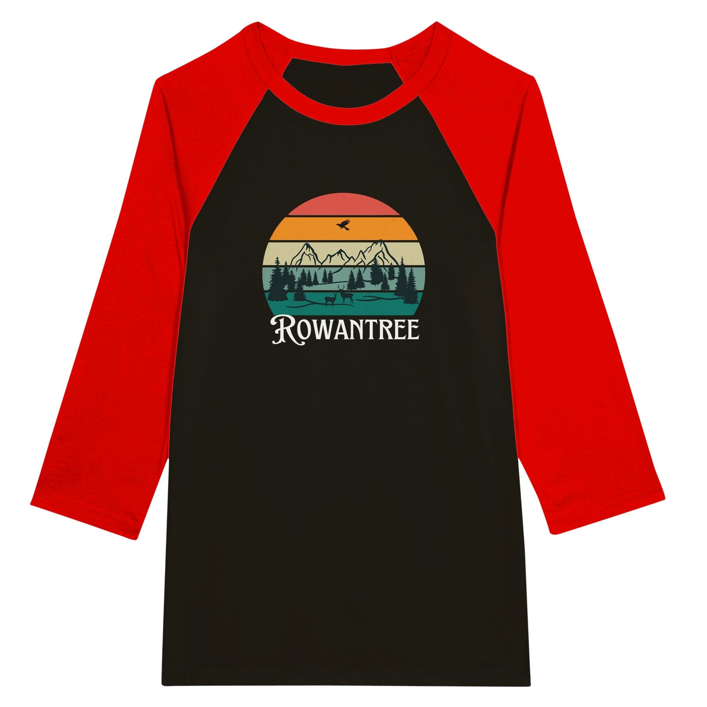 Rowantree Retro Unisex 3/4 sleeve Raglan T-shirt - Rowantree Clothing and Accessories Inc