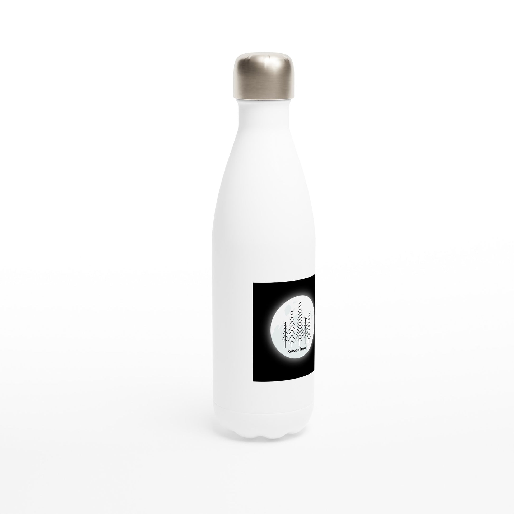 White 17oz Stainless Steel Water Bottle - Rowantree Clothing and Accessories Inc