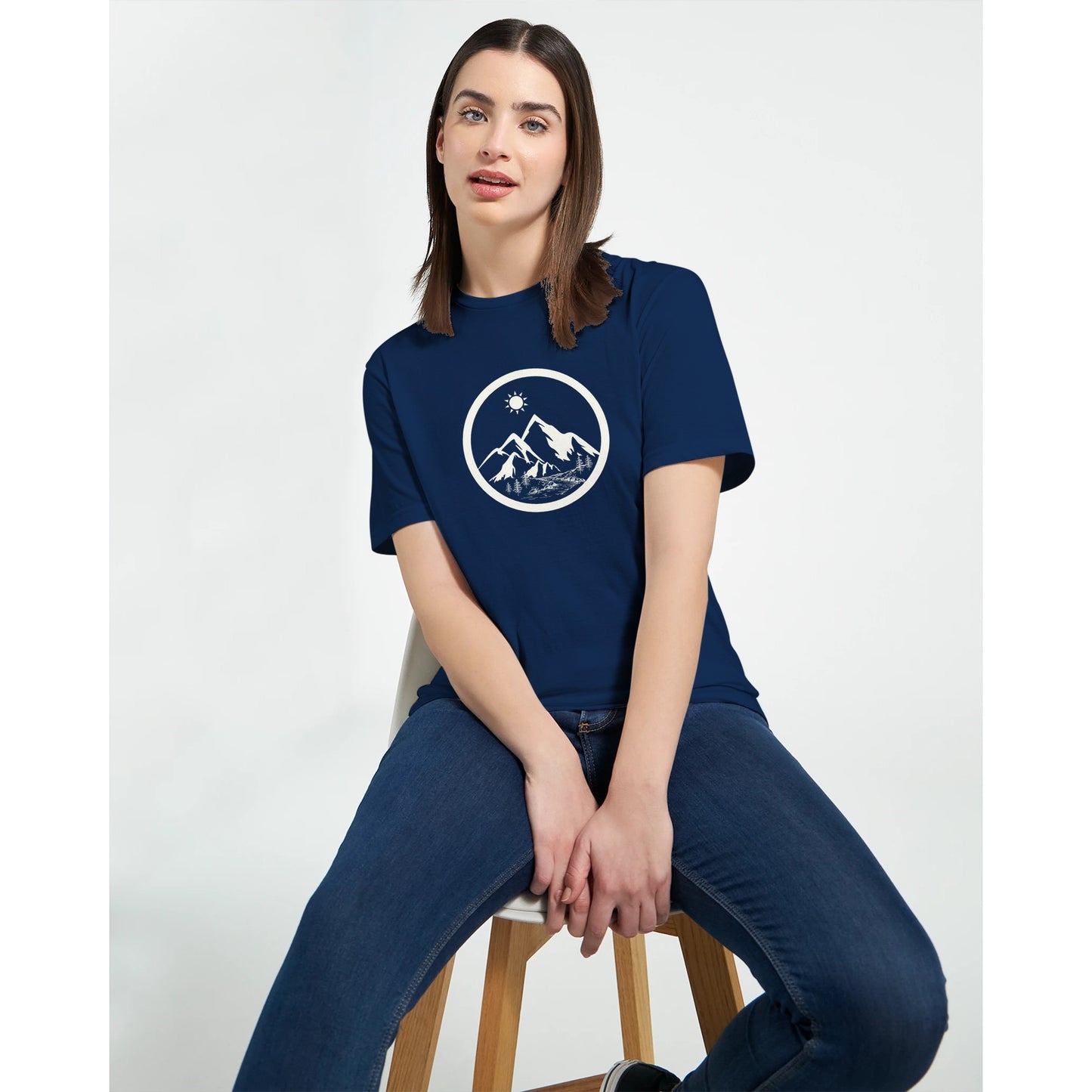 Life in the Mountains Classic Womens Crewneck T-shirt - Rowantree Clothing and Accessories Inc