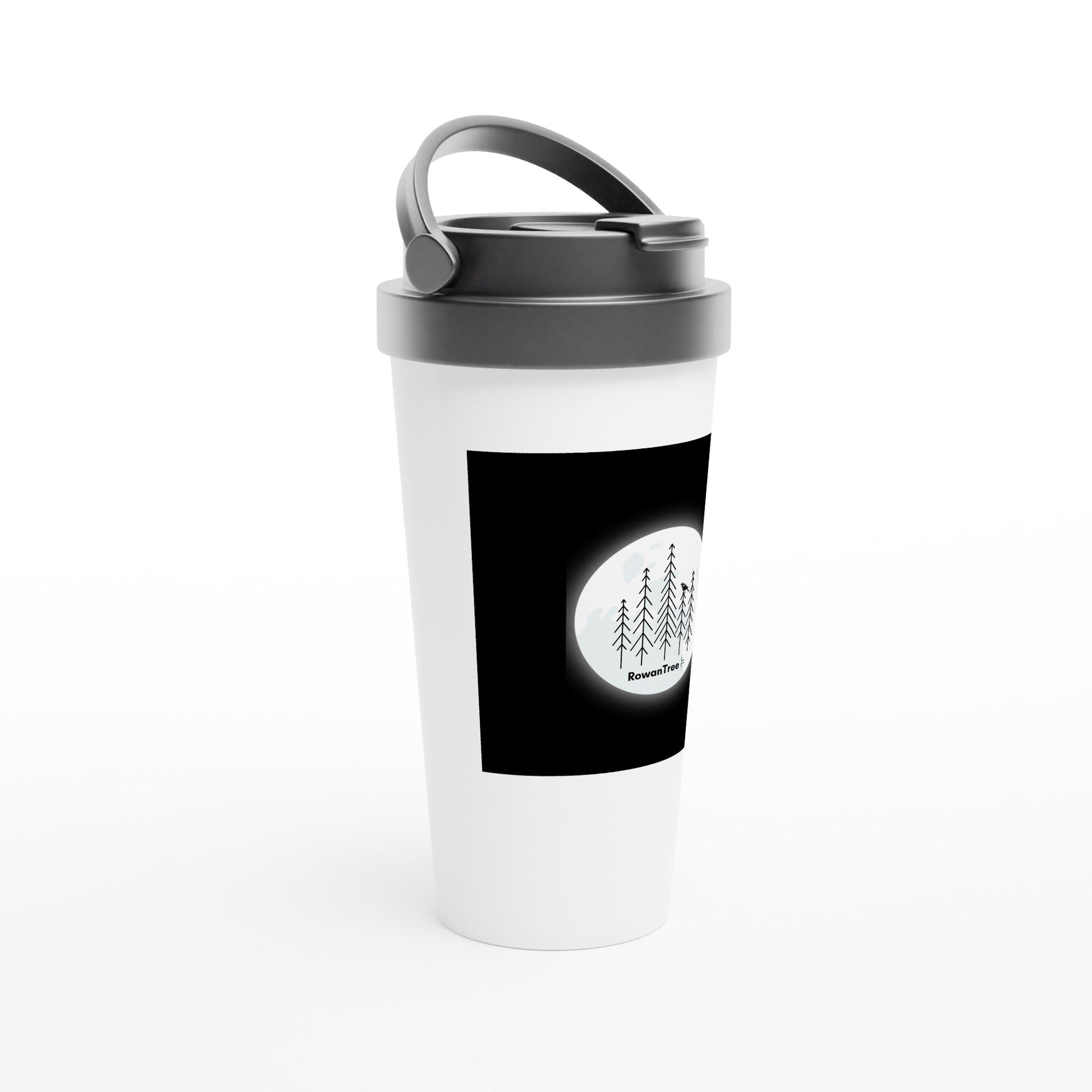 White 15oz Stainless Steel Travel Mug - Rowantree Clothing and Accessories Inc