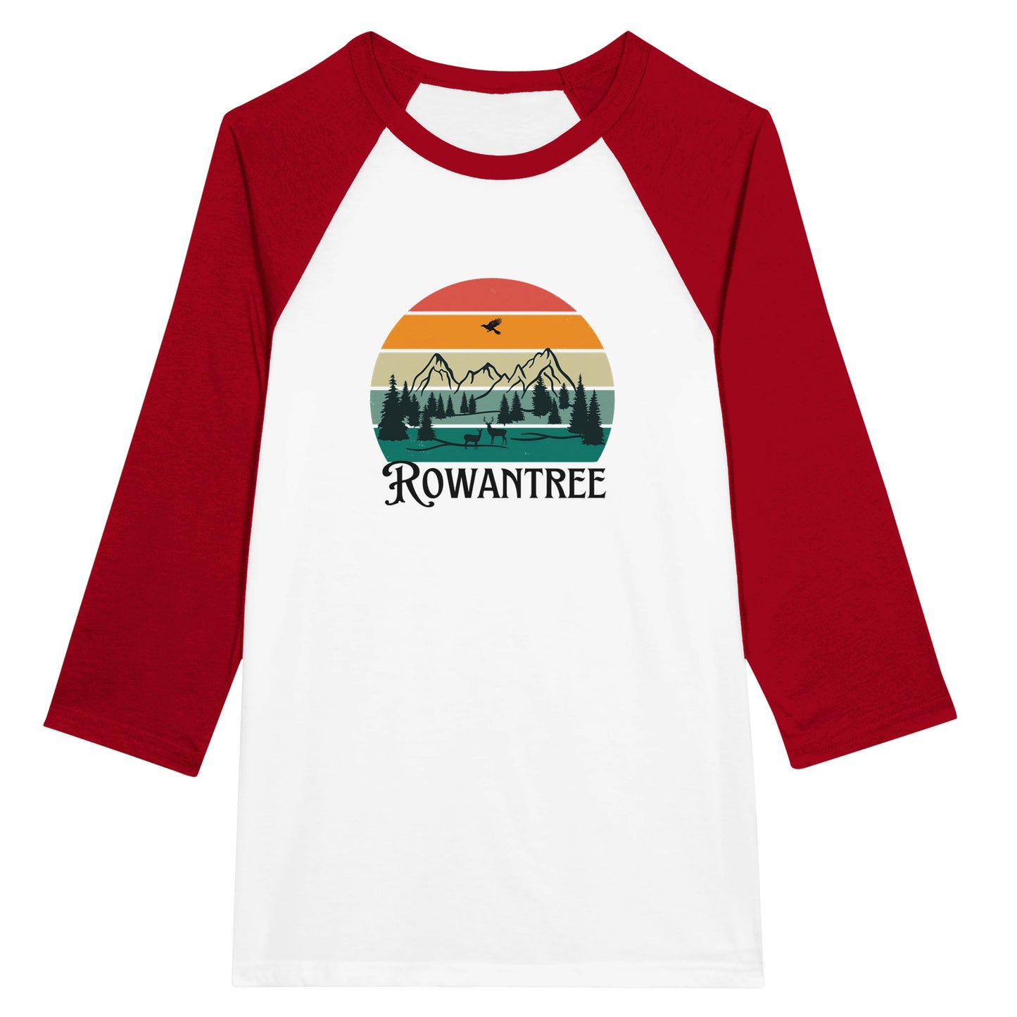 Rowantree Retro Unisex 3/4 sleeve Raglan T-shirt - Rowantree Clothing and Accessories Inc