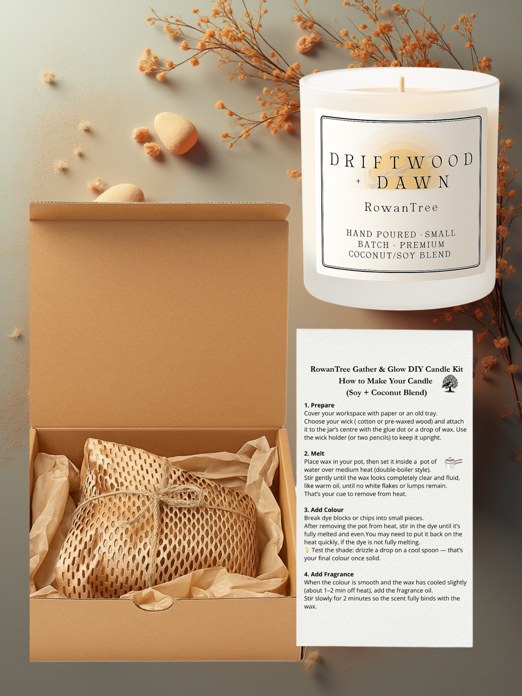 Gather & Glow – Driftwood + Dawn DIY Candle Kit