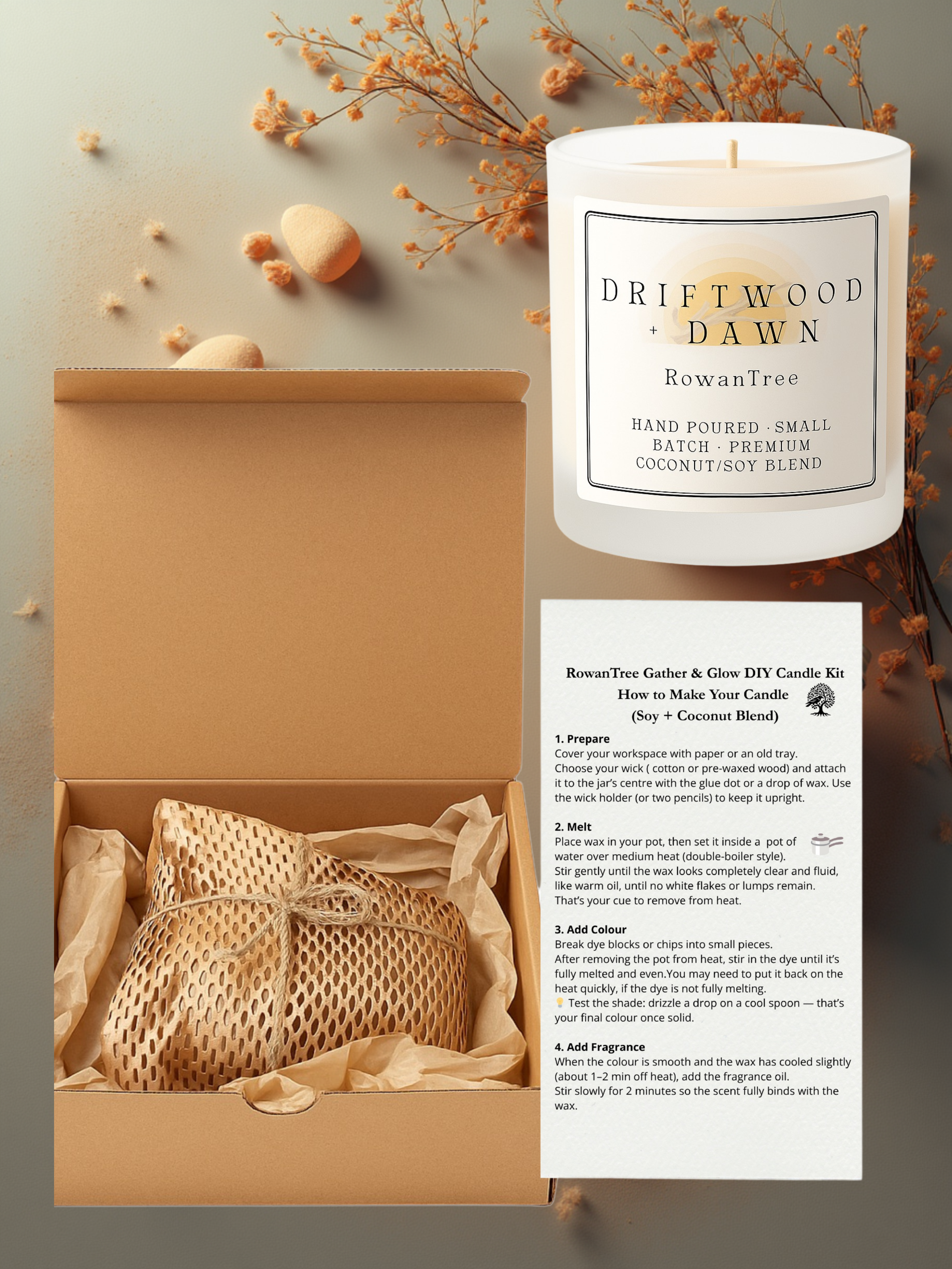 Gather & Glow – Driftwood + Dawn DIY Candle Kit