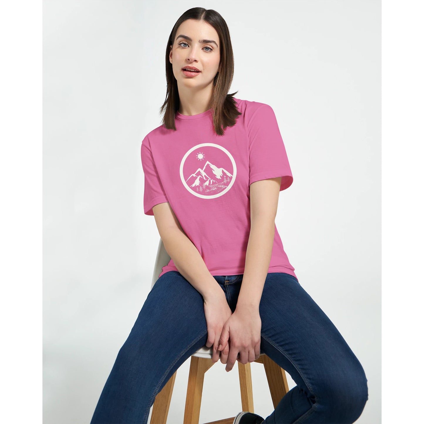 Life in the Mountains Classic Womens Crewneck T-shirt - Rowantree Clothing and Accessories Inc