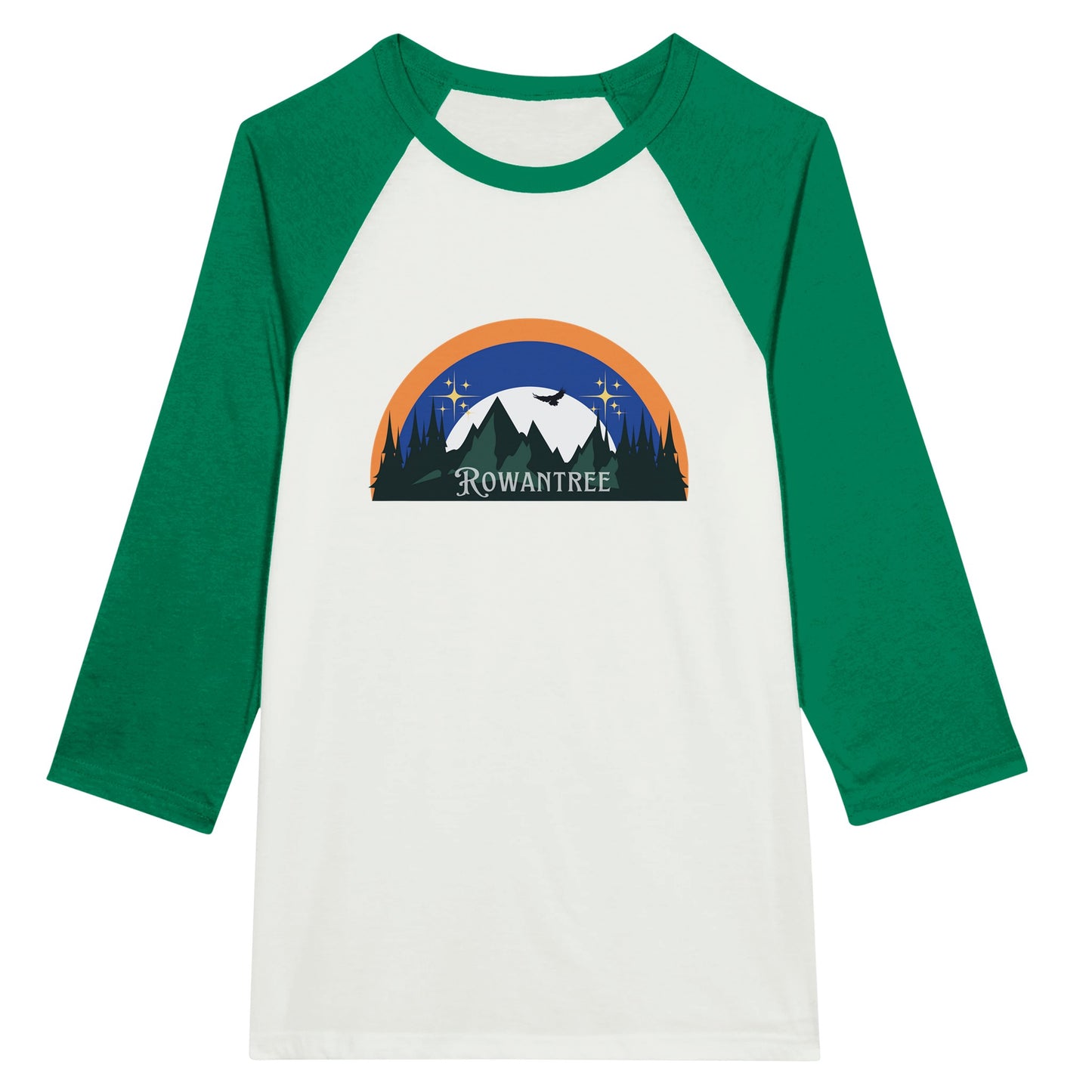 Retro Mountains Unisex 3/4 sleeve Raglan T-shirt - Rowantree Clothing and Accessories Inc