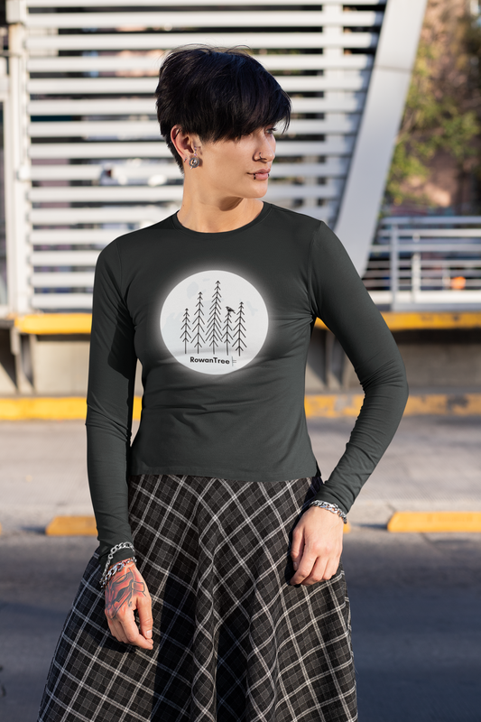 Crowing in the Moon Rowantree Long Sleeve Unisex Tee - Rowantree Clothing 