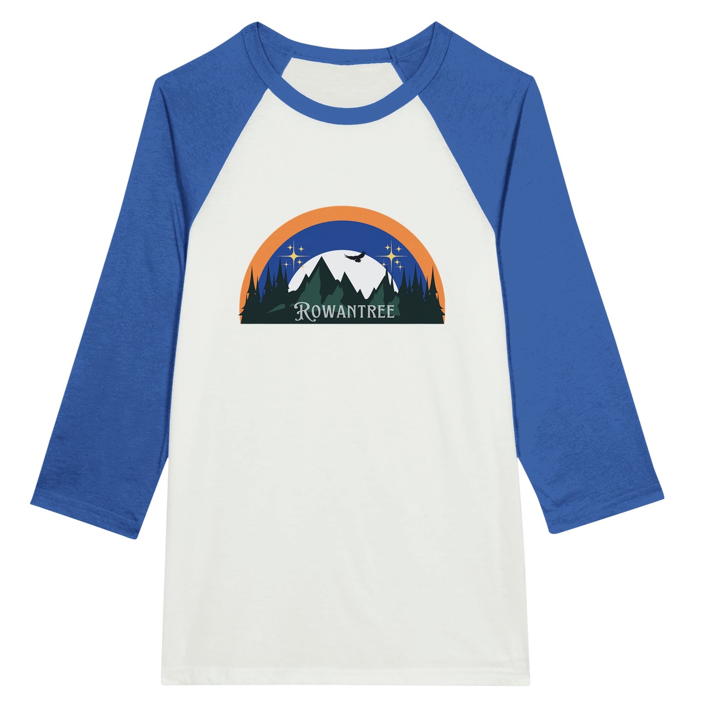 Retro Mountains Unisex 3/4 sleeve Raglan T-shirt - Rowantree Clothing and Accessories Inc