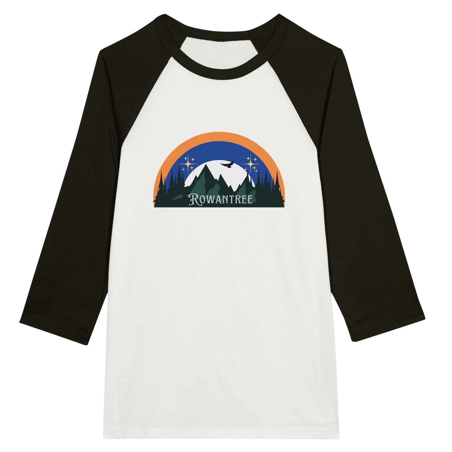 Retro Mountains Unisex 3/4 sleeve Raglan T-shirt - Rowantree Clothing and Accessories Inc