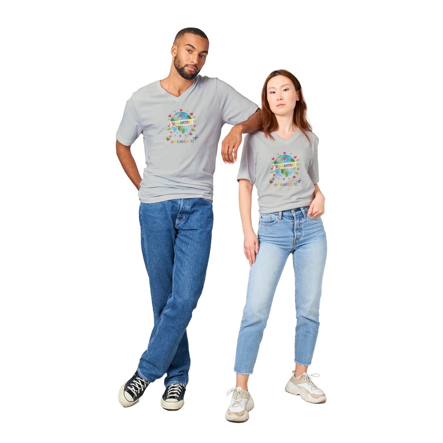 Spread Love Premium Unisex V-Neck T-shirt - Rowantree Clothing and Accessories Inc