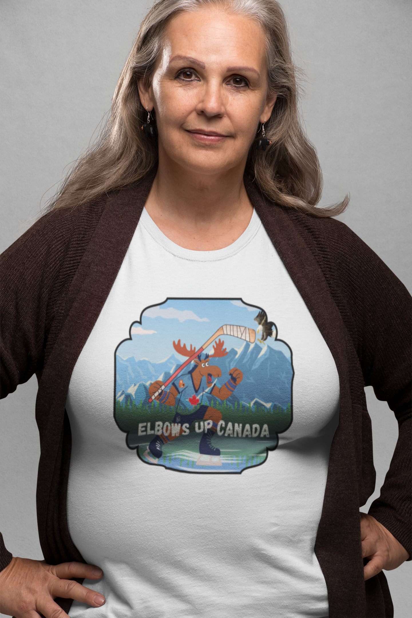"Elbows Up" Canada Moose Unisex Crewneck T-shirt | Gildan® 64000 - Rowantree Clothing  