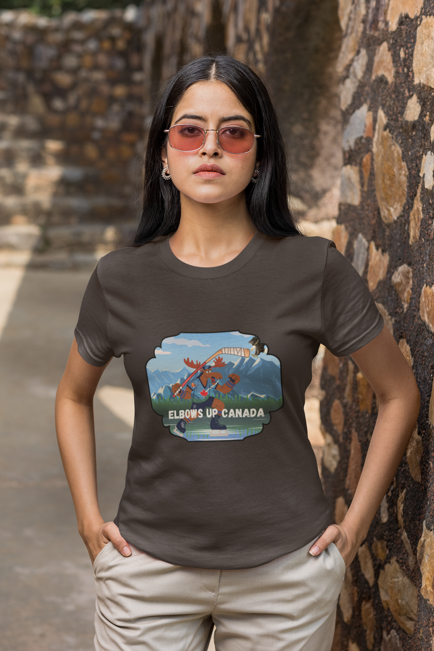 "Elbows Up" Canada Moose Unisex Crewneck T-shirt | Gildan® 64000 - Rowantree Clothing  