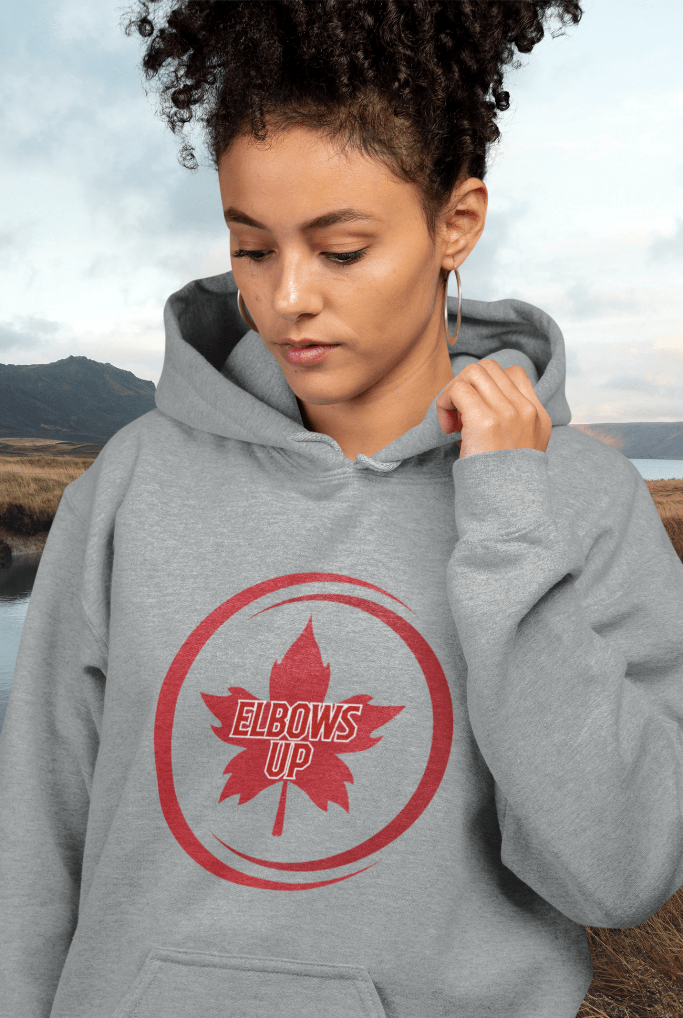 "Elbows Up Maple Leaf" Classic Unisex Pullover Hoodie | Gildan® 1850 - Rowantree Clothing