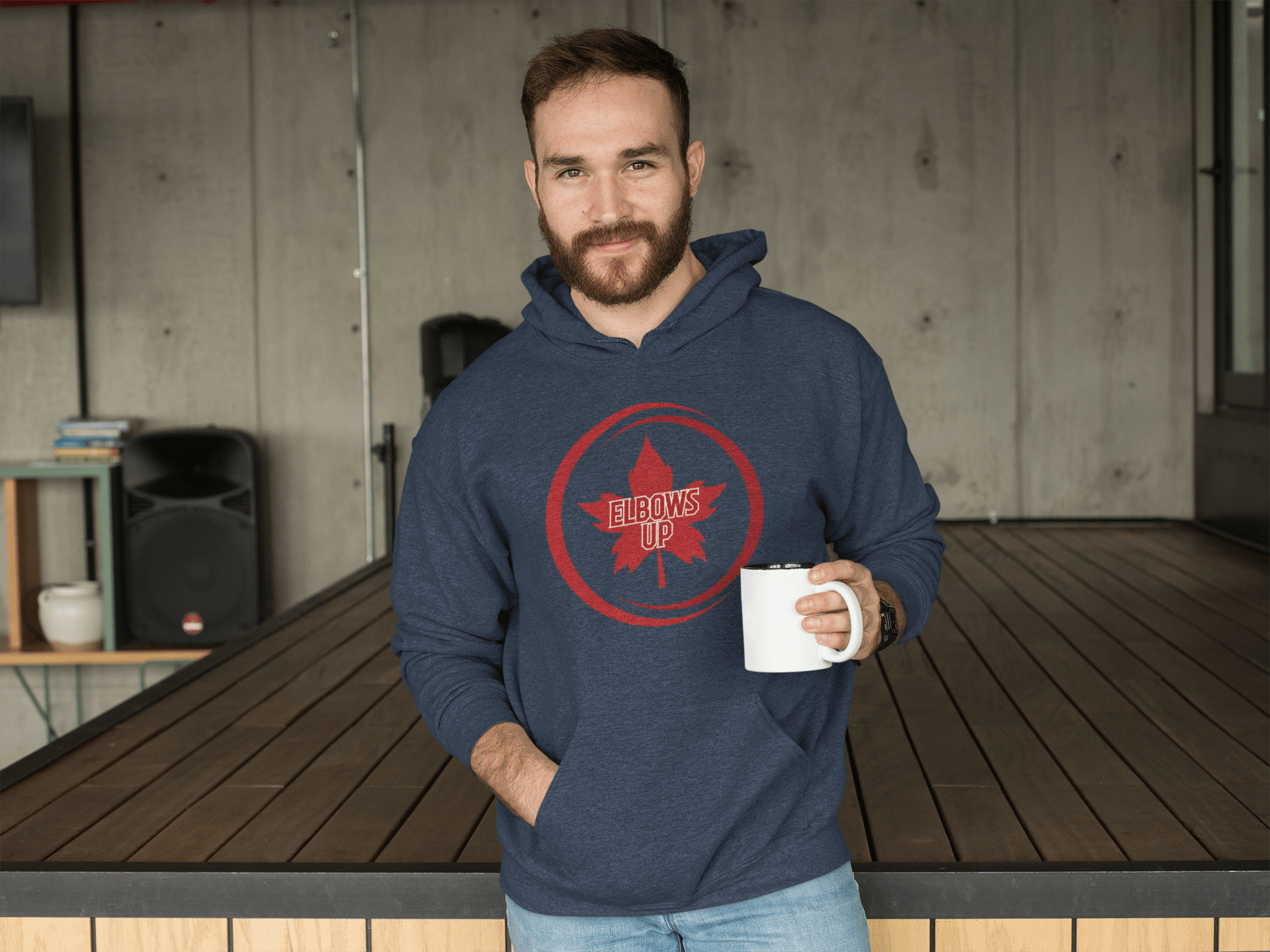"Elbows Up Maple Leaf" Classic Unisex Pullover Hoodie | Gildan® 1850 - Rowantree Clothing