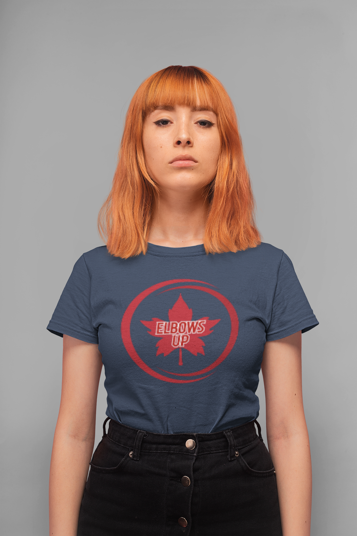 "Elbows Up" Maple Leaf  Unisex Crewneck T-shirt | Gildan® 64000 - Rowantree Clothing  