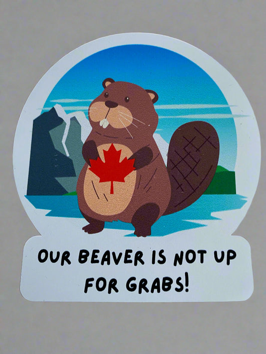 3.5" x 3.5" Vinyl Bumper Sticker "Our Beaver is Not Up for Grabs" Free Shipping