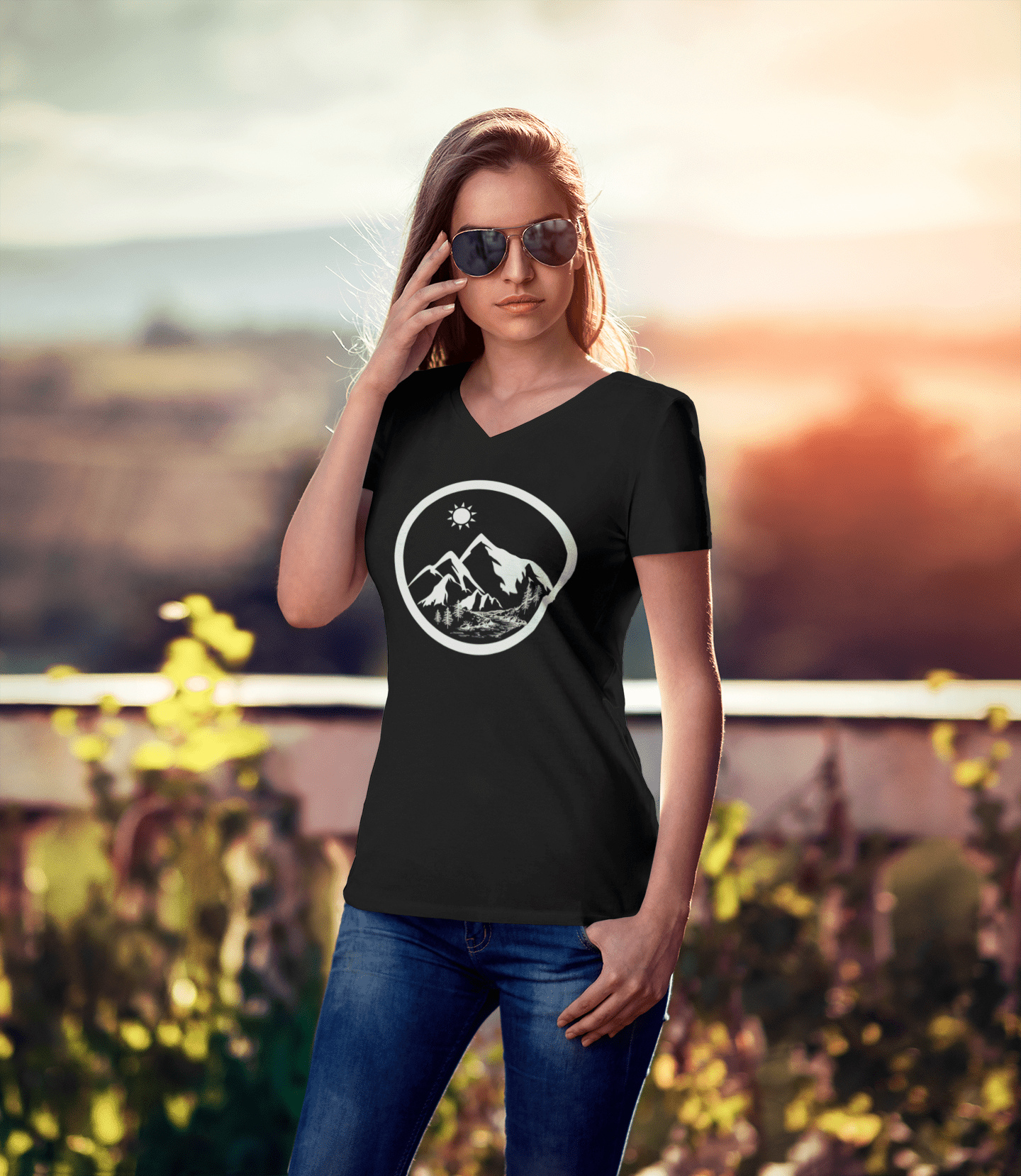 Life in the Mountains Women's V - neck T - Rowantree Clothing
