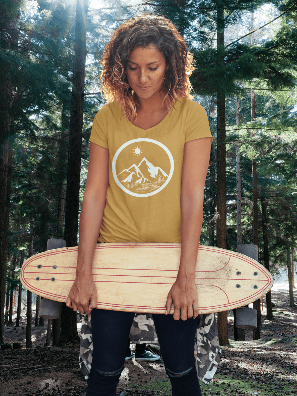 Life in the Mountains Women's V - neck T - Rowantree Clothing