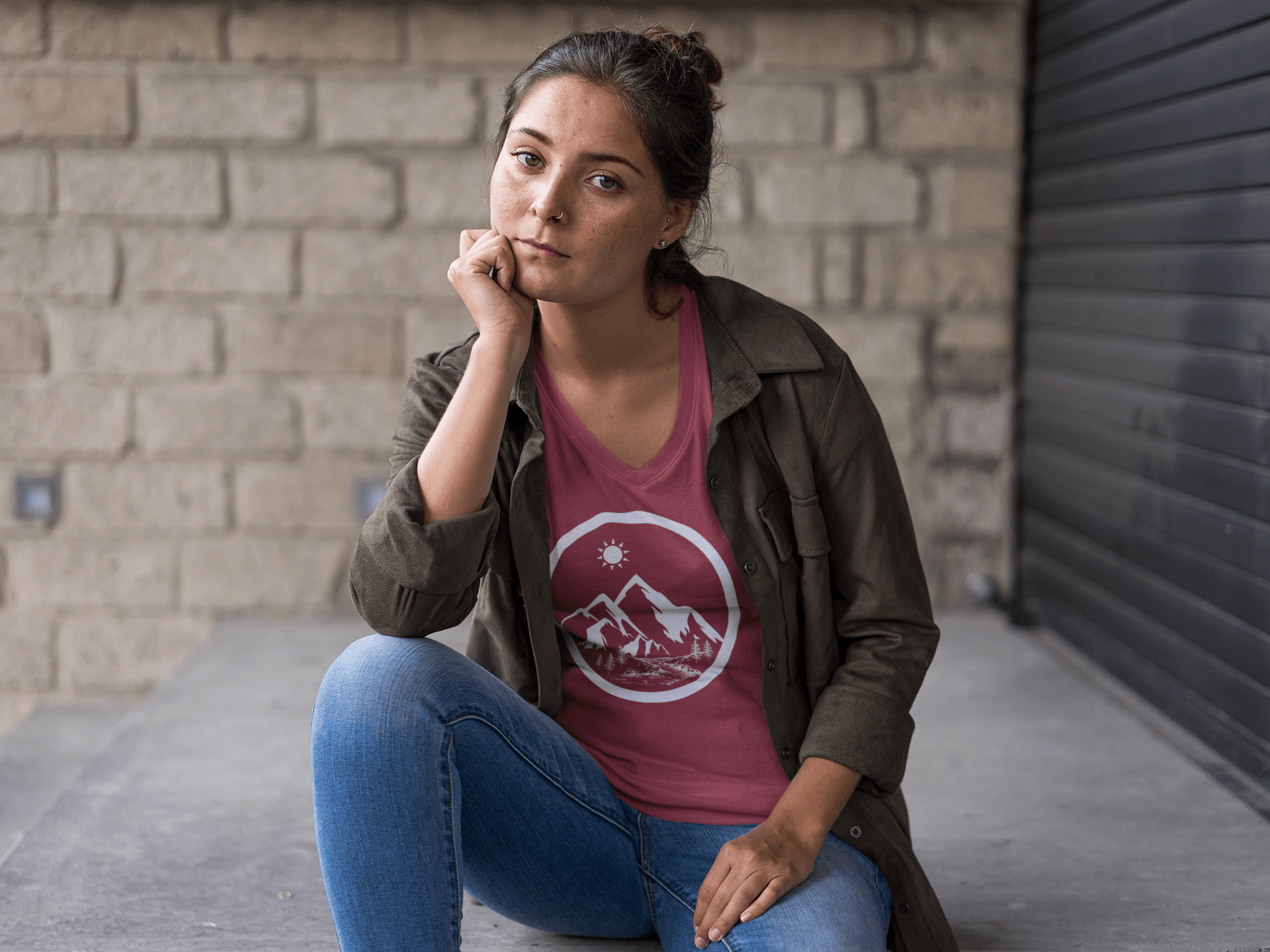 Life in the Mountains Women's V - neck T - Rowantree Clothing