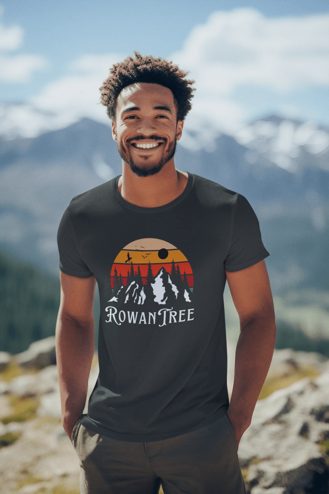 Rowantree Mountains Ring Spun Cotton T-shirt - Rowantree Clothing