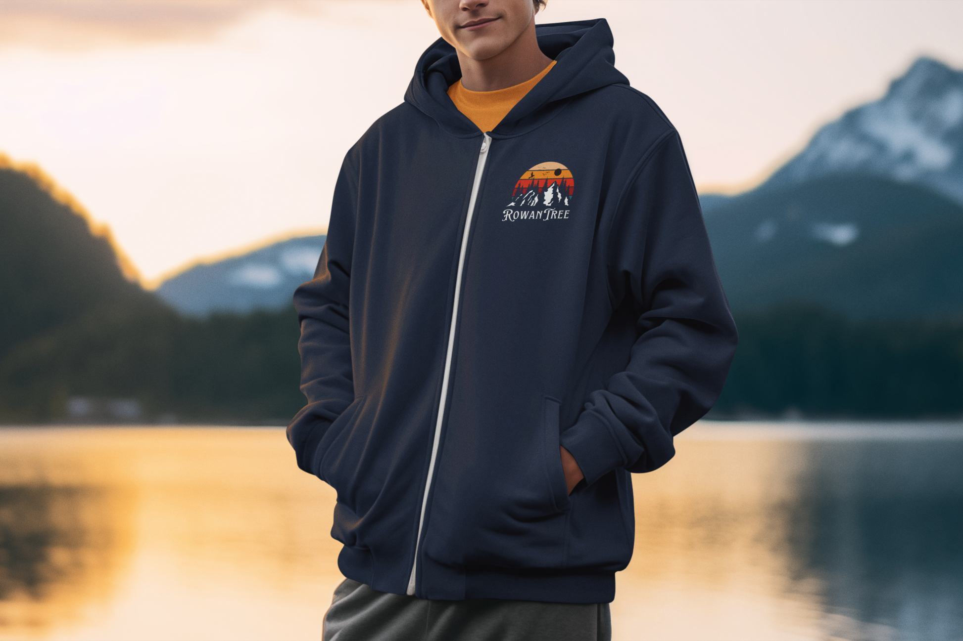 Rowantree Mountains Zip Hoodie - Rowantree Clothing  