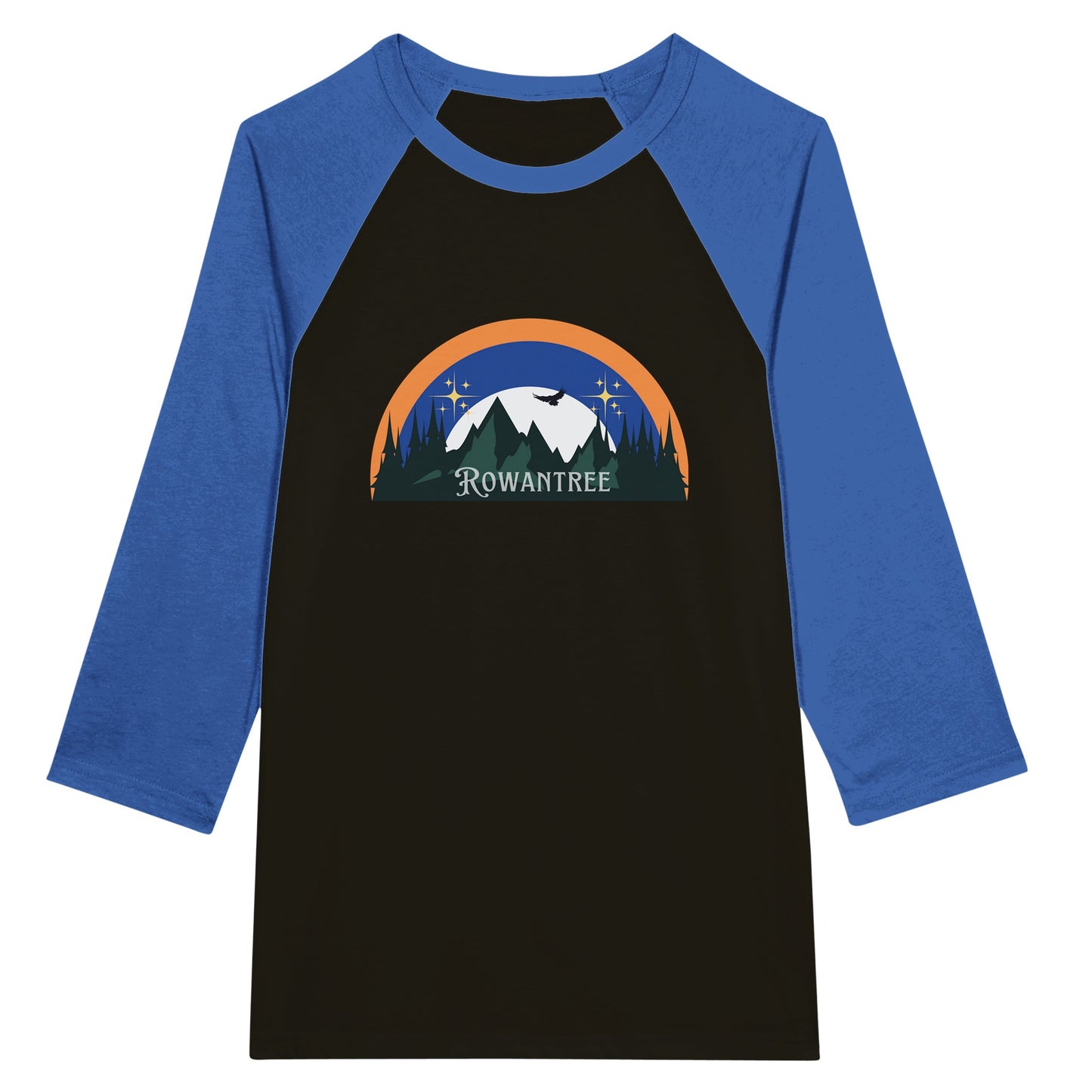 Retro Mountains Unisex 3/4 sleeve Raglan T-shirt - Rowantree Clothing and Accessories Inc