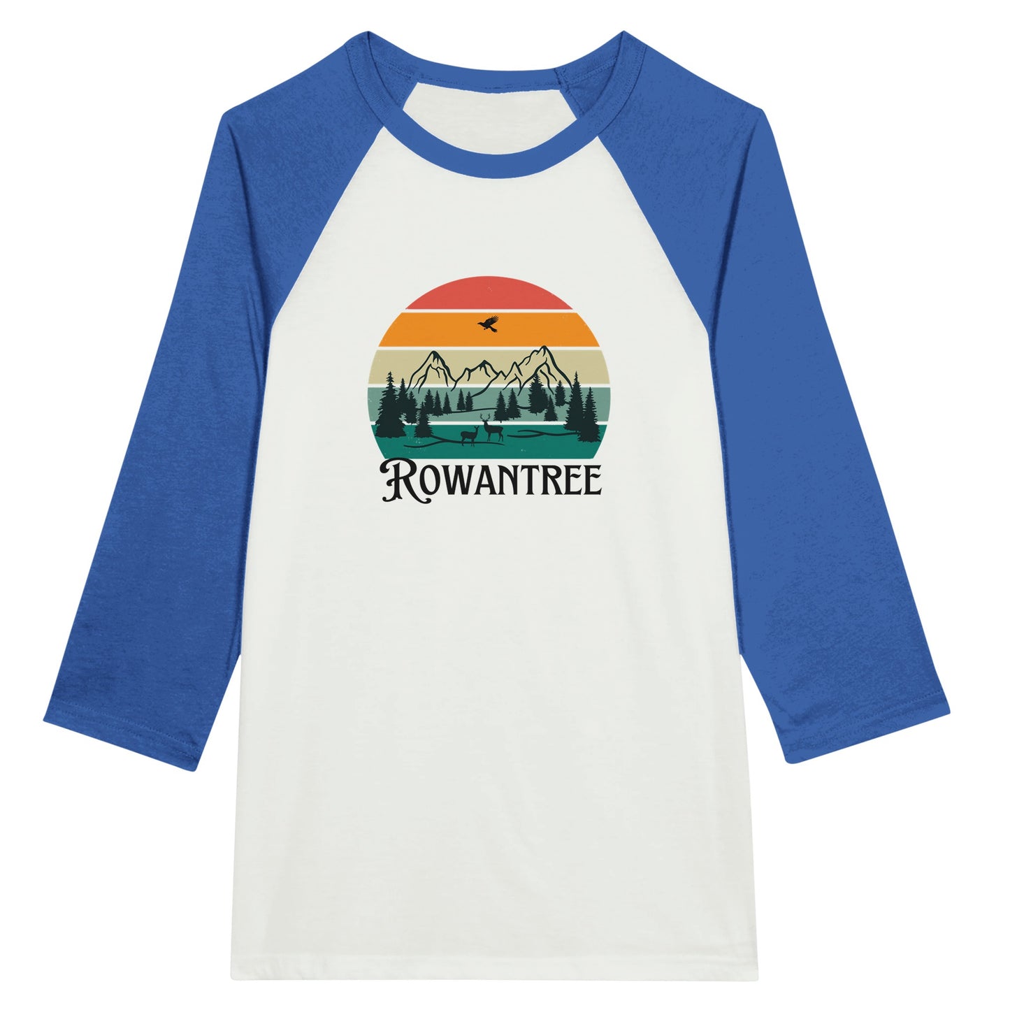 Rowantree Retro Unisex 3/4 sleeve Raglan T-shirt - Rowantree Clothing and Accessories Inc