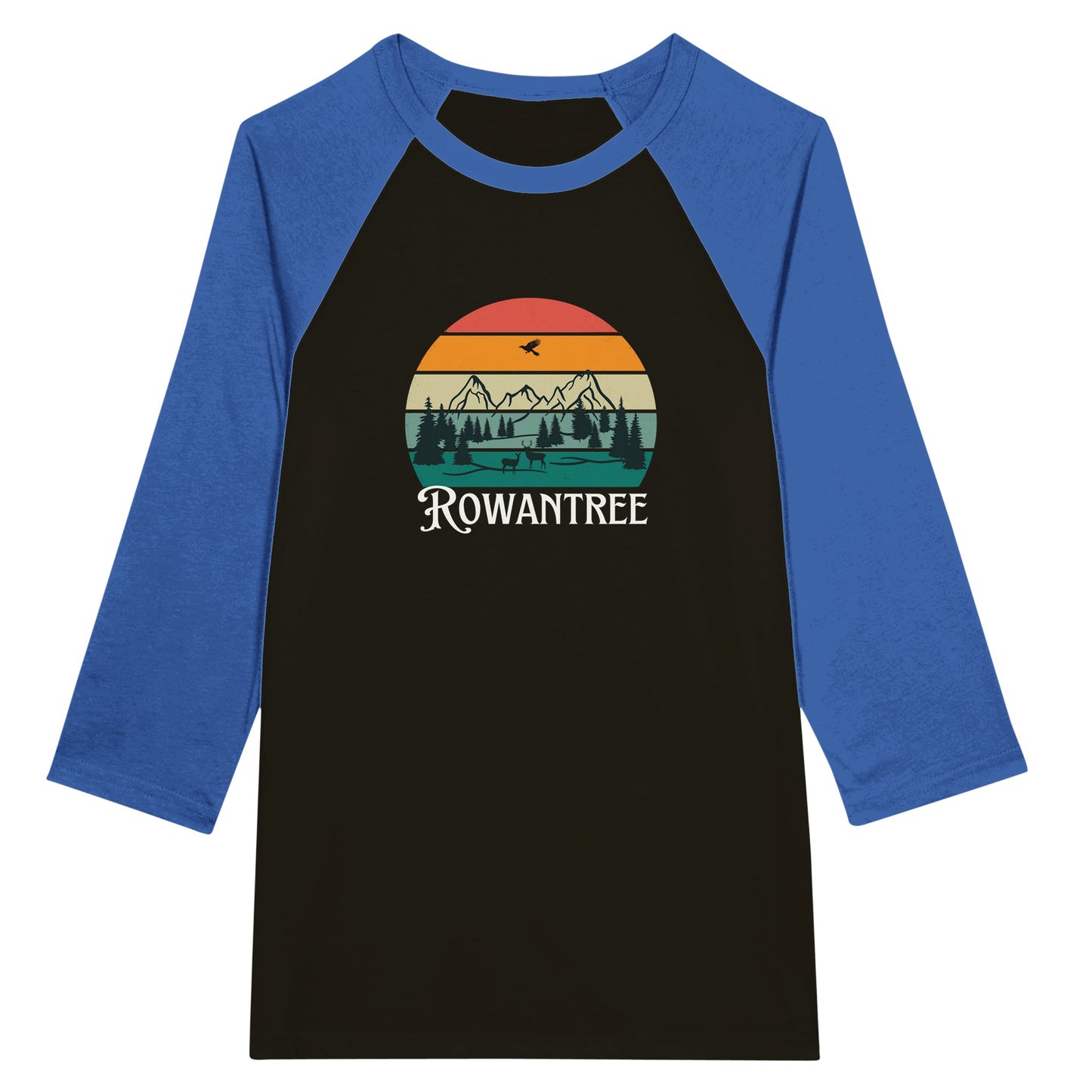 Rowantree Retro Unisex 3/4 sleeve Raglan T-shirt - Rowantree Clothing and Accessories Inc