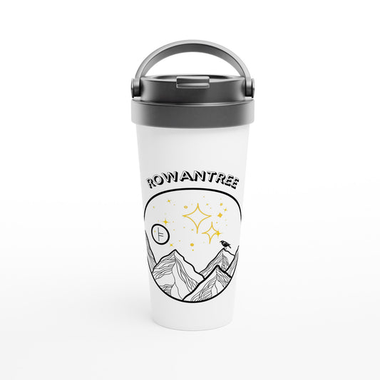 White 15oz Stainless Steel Travel Mug - Rowantree Clothing and Accessories Inc