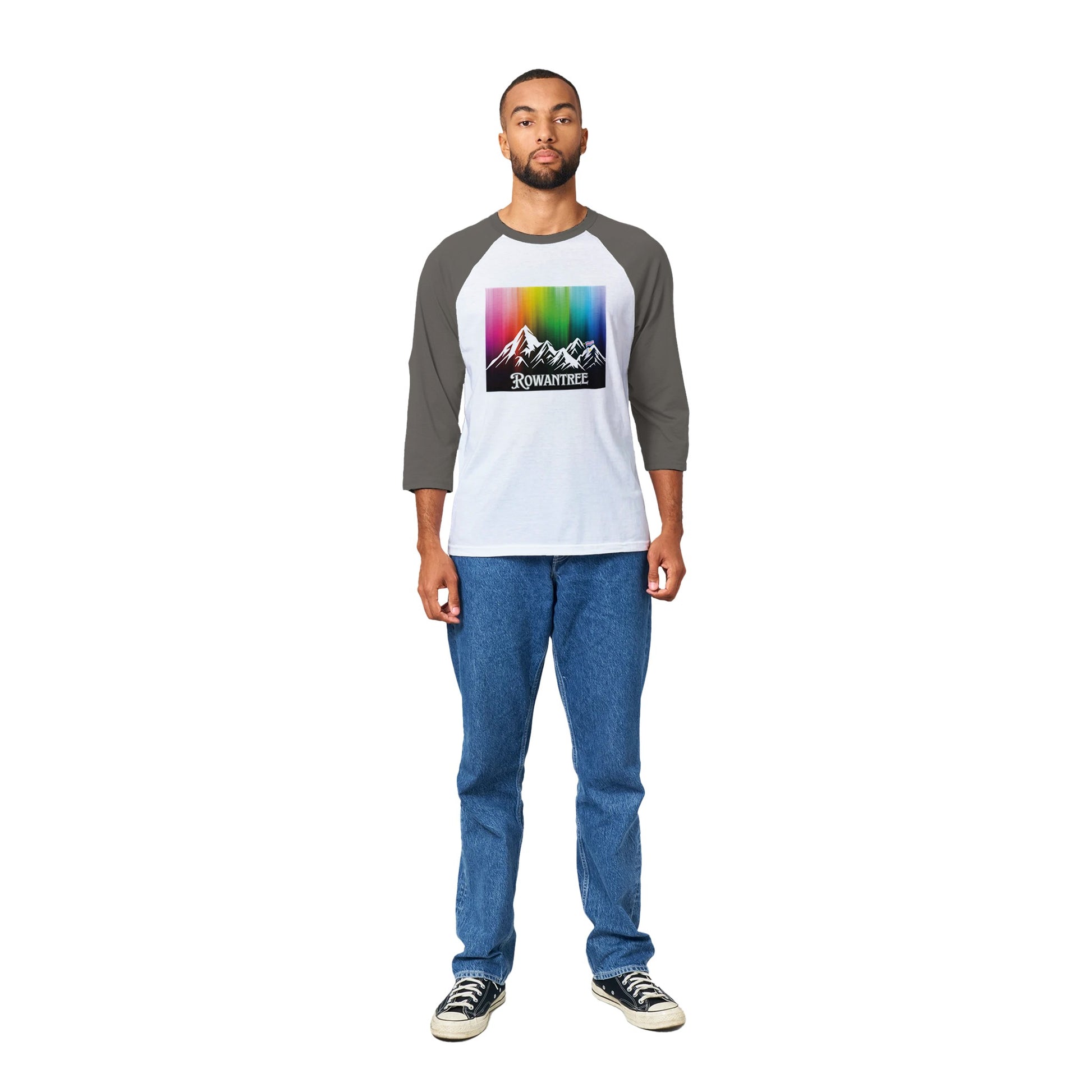 Pride Mountains Unisex 3/4 sleeve Raglan T-shirt - Rowantree Clothing and Accessories Inc