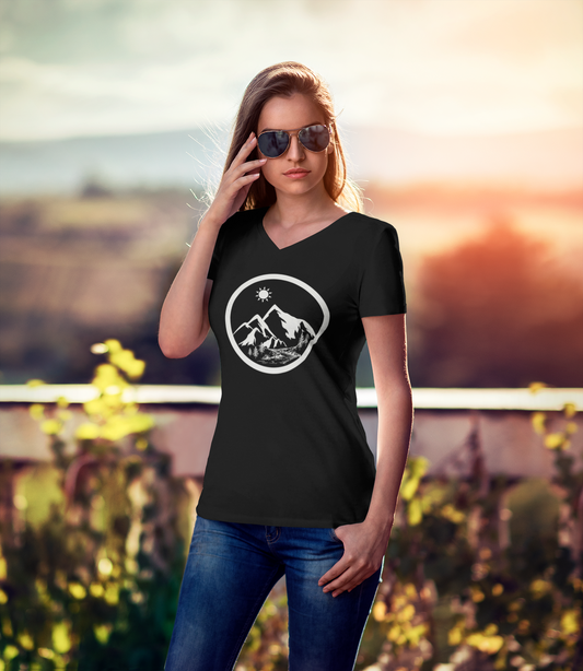 Life in the Mountains Women's V-neck T - Rowantree Clothing 