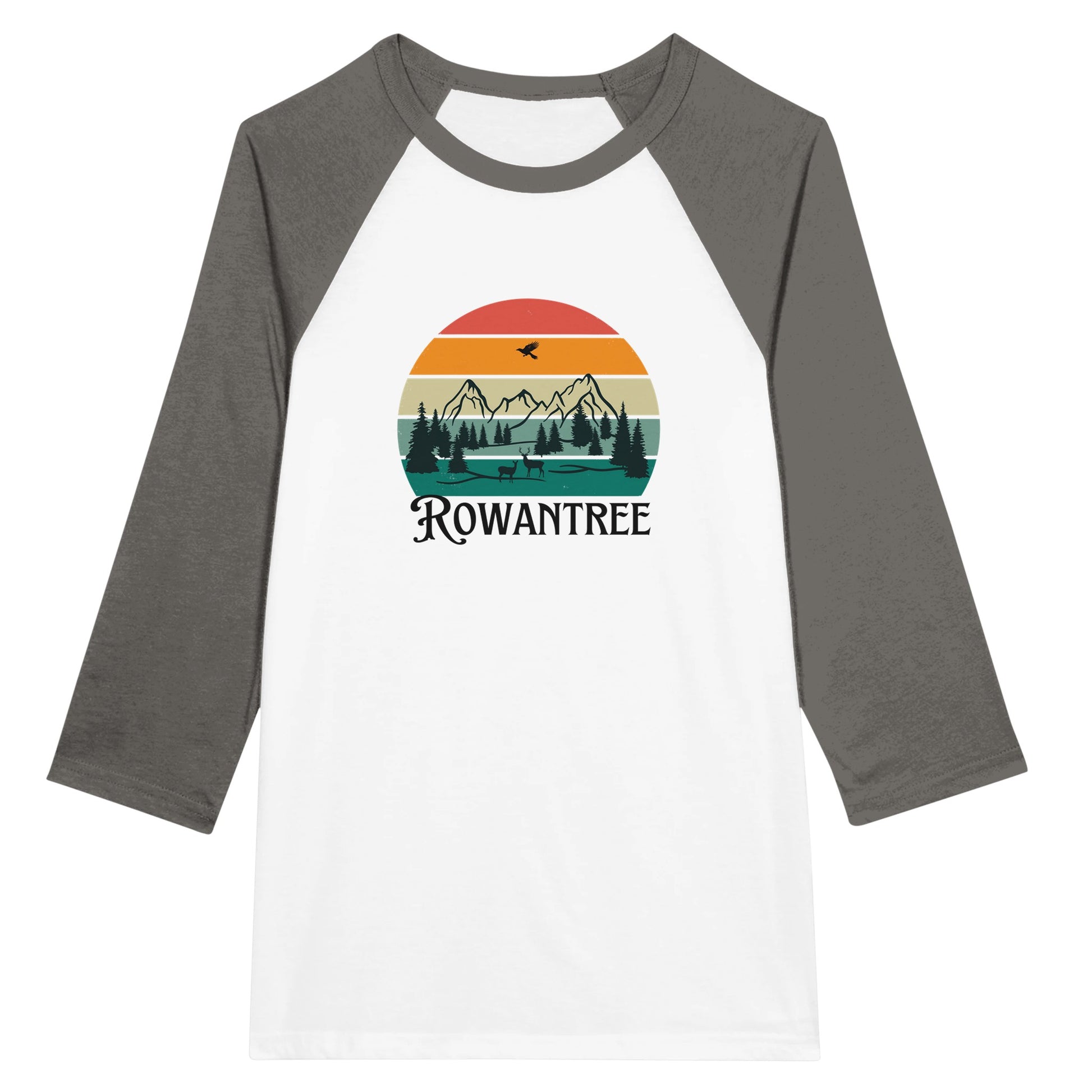 Rowantree Retro Unisex 3/4 sleeve Raglan T-shirt - Rowantree Clothing and Accessories Inc