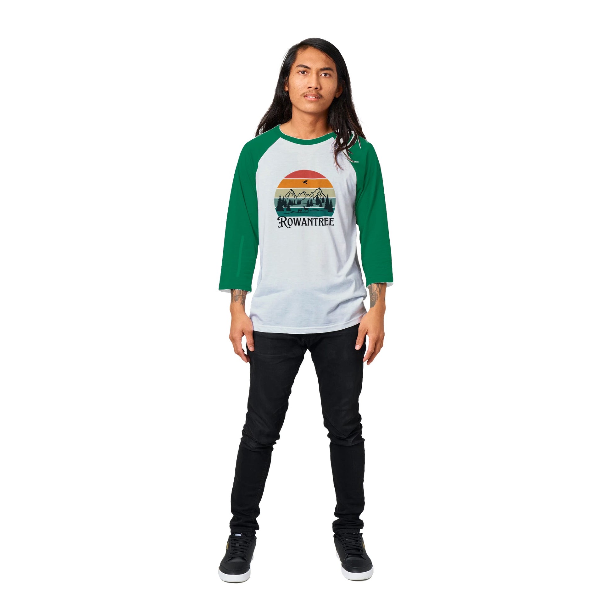 Rowantree Retro Unisex 3/4 sleeve Raglan T-shirt - Rowantree Clothing and Accessories Inc