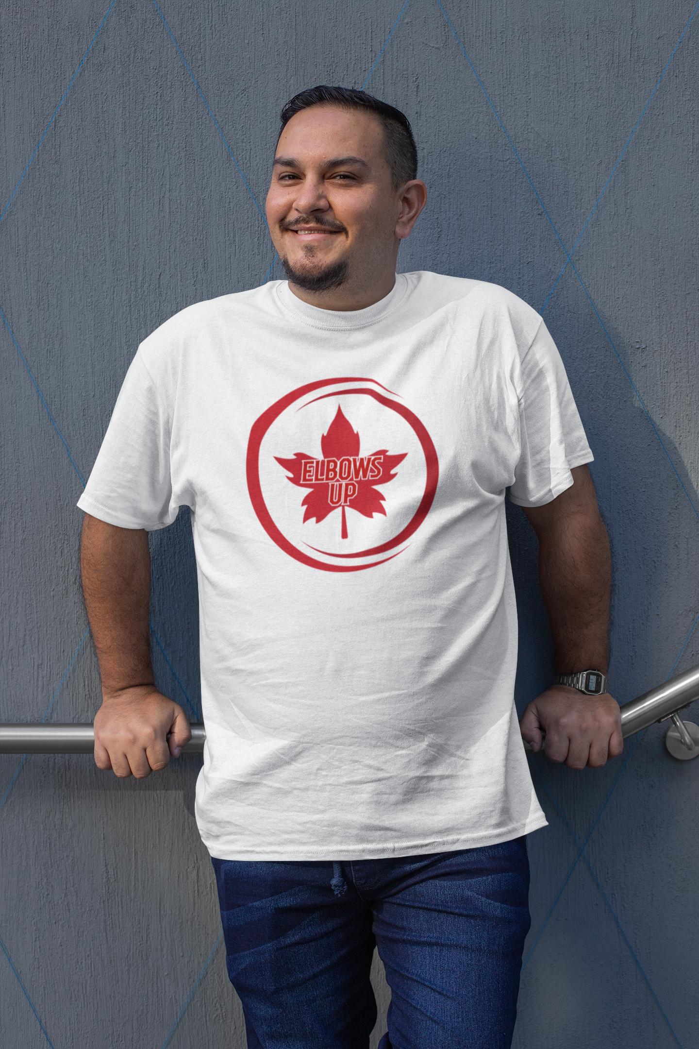 "Elbows Up" Maple Leaf  Unisex Crewneck T-shirt | Gildan® 64000