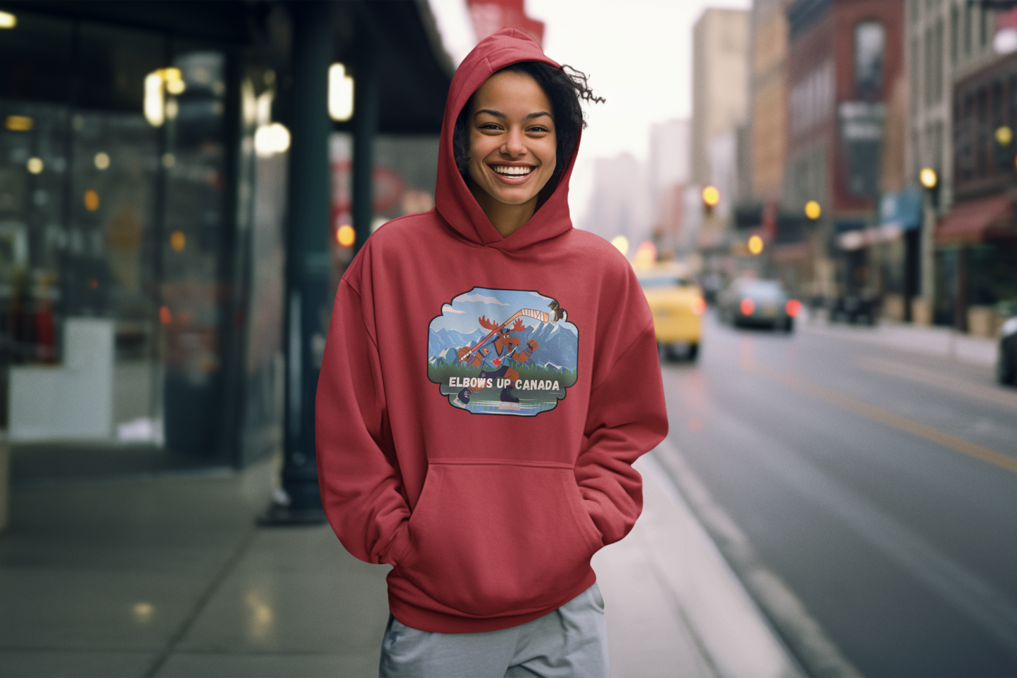 "Elbows Up Canada" Classic Unisex Pullover Hoodie | Gildan® 1850 - Rowantree Clothing and Accessories Inc