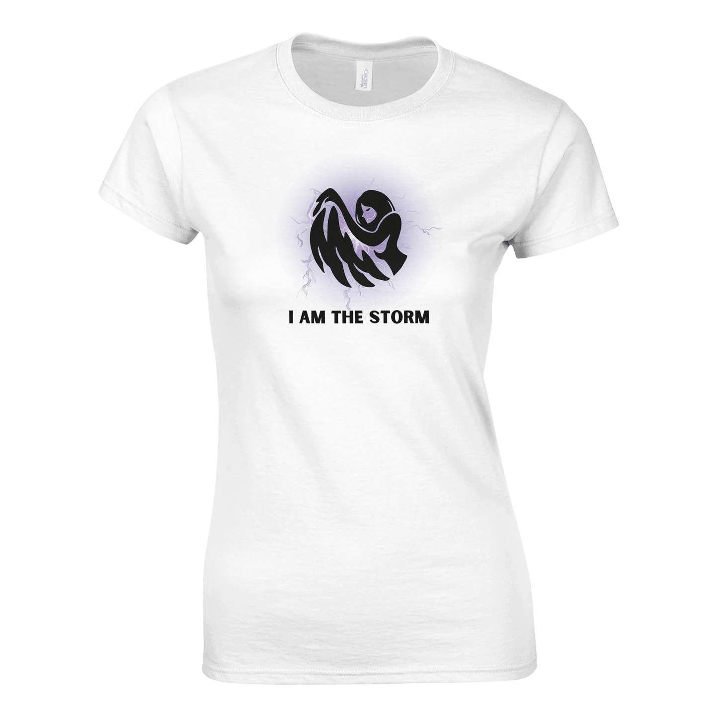 I am the Storm. Womens Crewneck T-shirt | Gildan® 64000L - Rowantree Clothing and Accessories Inc