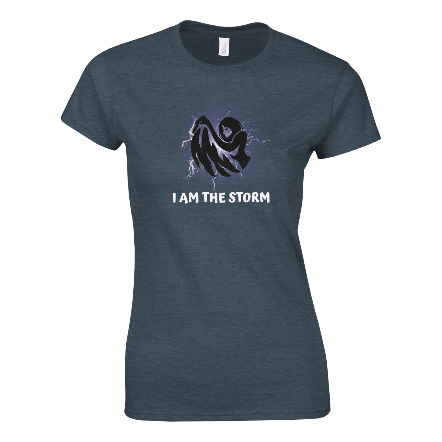 I am the Storm. Womens Crewneck T-shirt | Gildan® 64000L - Rowantree Clothing and Accessories Inc