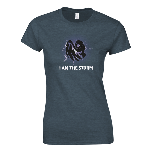 I am the Storm. Womens Crewneck T-shirt | Gildan® 64000L - Rowantree Clothing and Accessories Inc