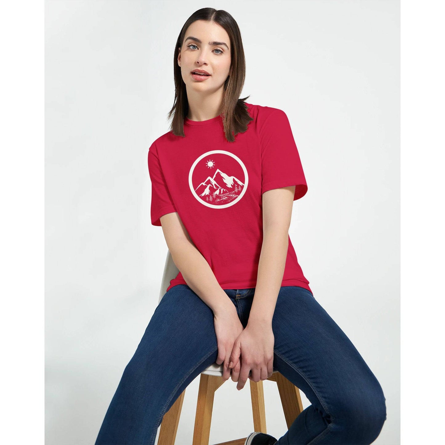 Life in the Mountains Classic Womens Crewneck T-shirt - Rowantree Clothing and Accessories Inc