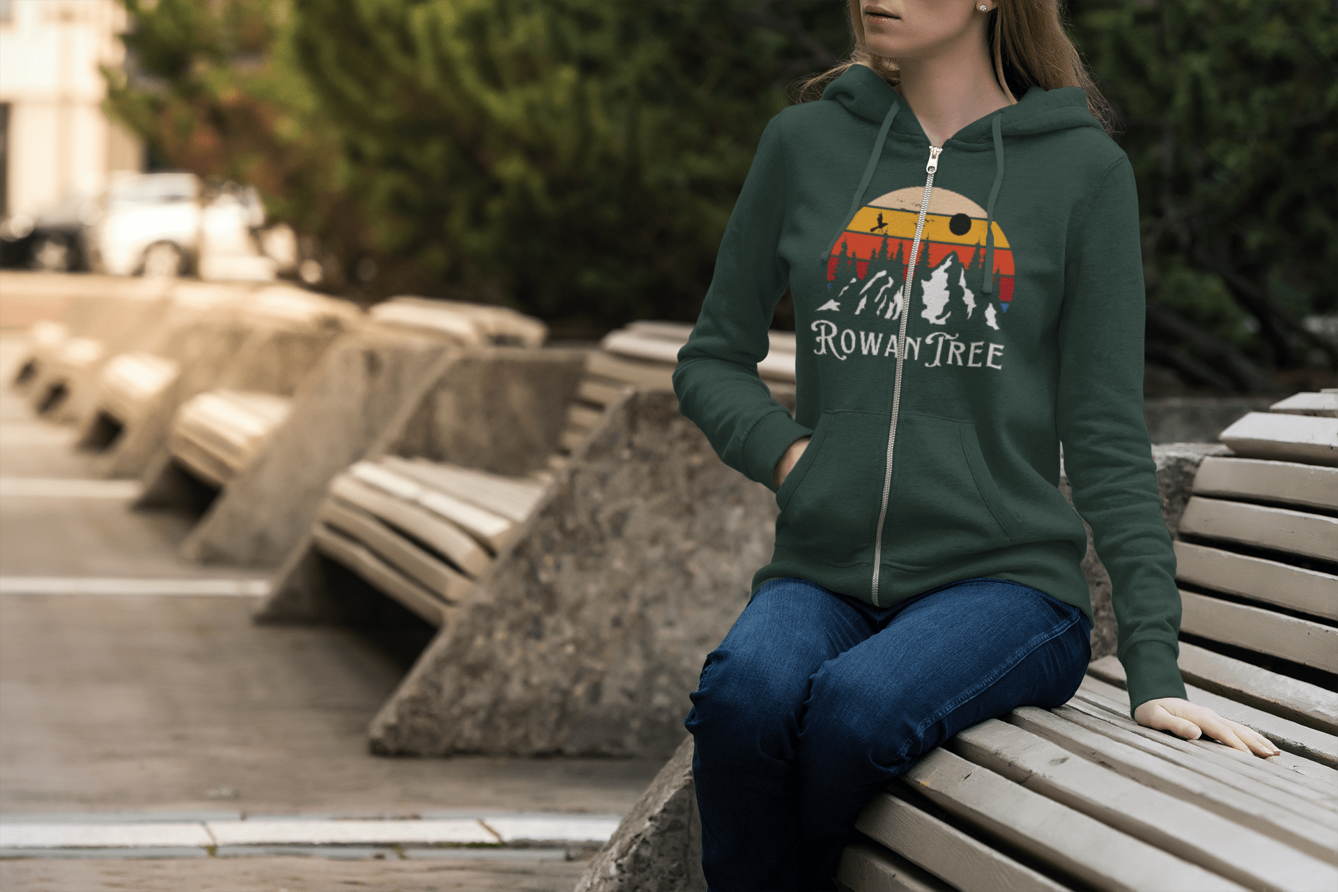 RowanTree Mountains Unisex Zip - Up Hoodie - RowanTree Clothing