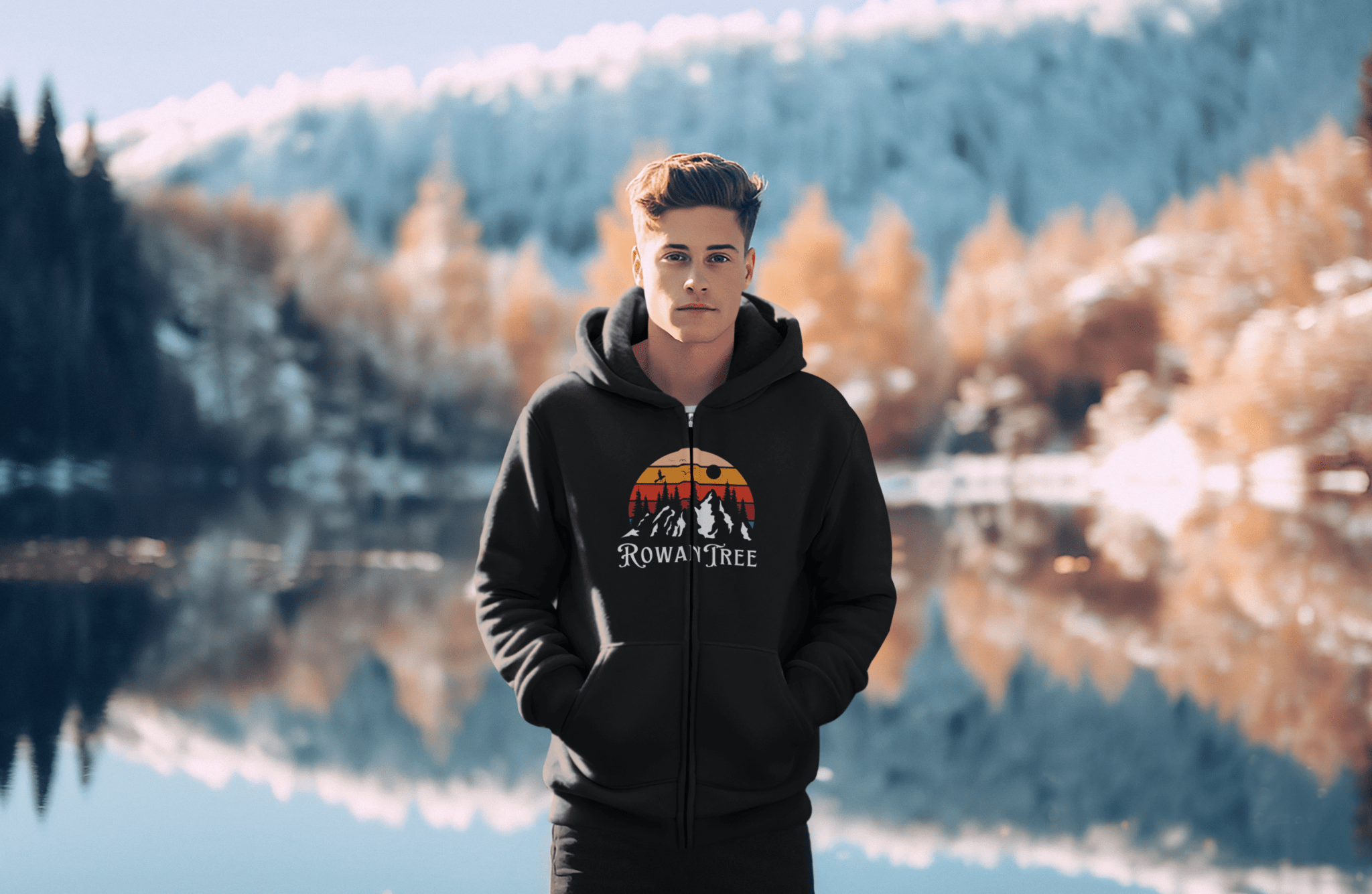 Rowantree Mountains Zip Up Hoodie – Eco - Friendly, Supports Ocean Plastic Removal - Rowantree Clothing