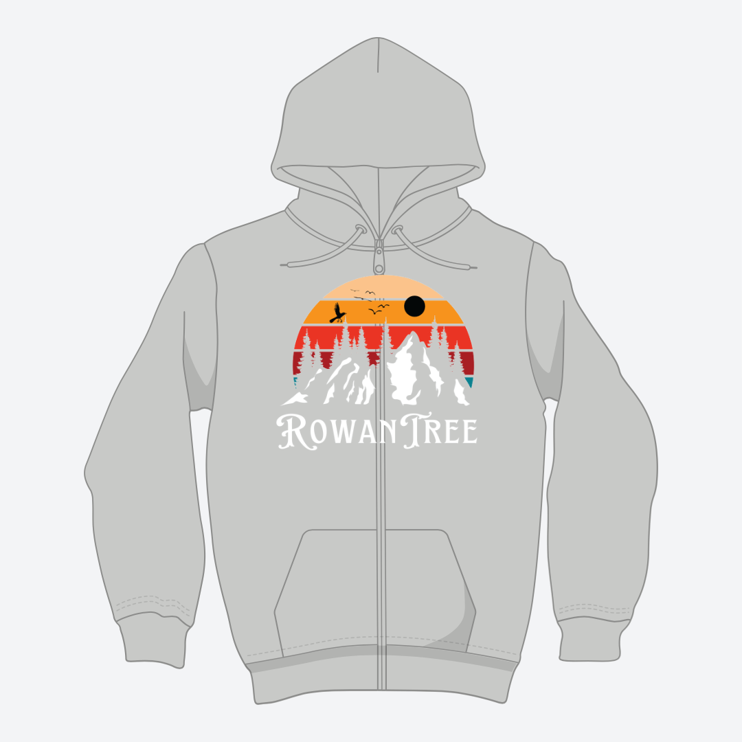 Rowantree Mountains Zip Up Hoodie – Eco - Friendly, Supports Ocean Plastic Removal - Rowantree Clothing