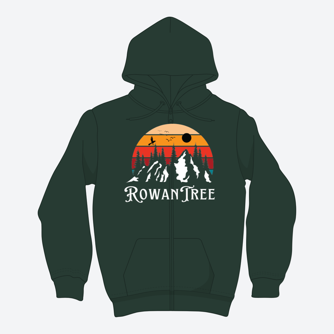 Rowantree Mountains Zip Up Hoodie – Eco - Friendly, Supports Ocean Plastic Removal - Rowantree Clothing