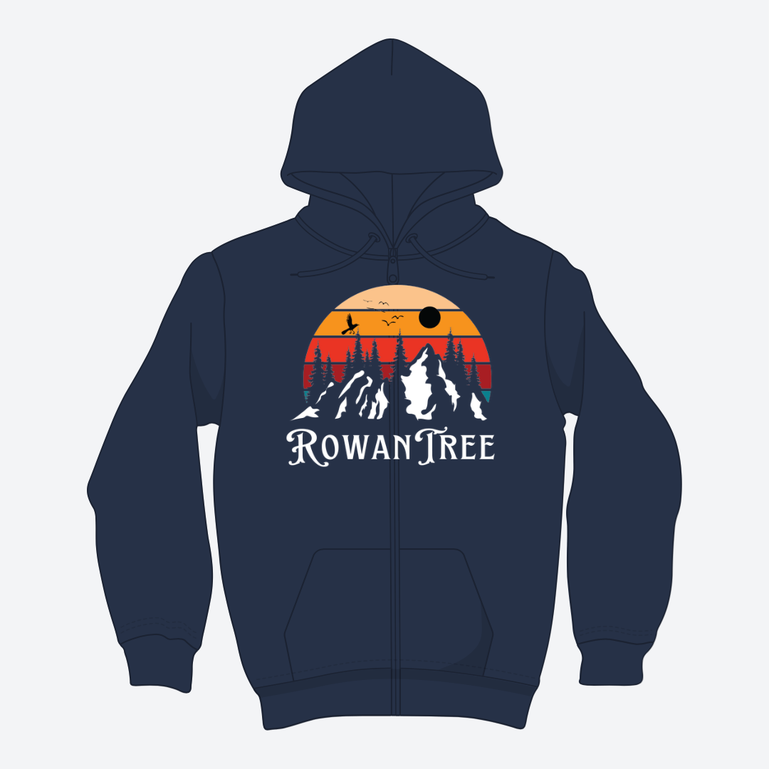 Rowantree Mountains Zip Up Hoodie – Eco - Friendly, Supports Ocean Plastic Removal - Rowantree Clothing