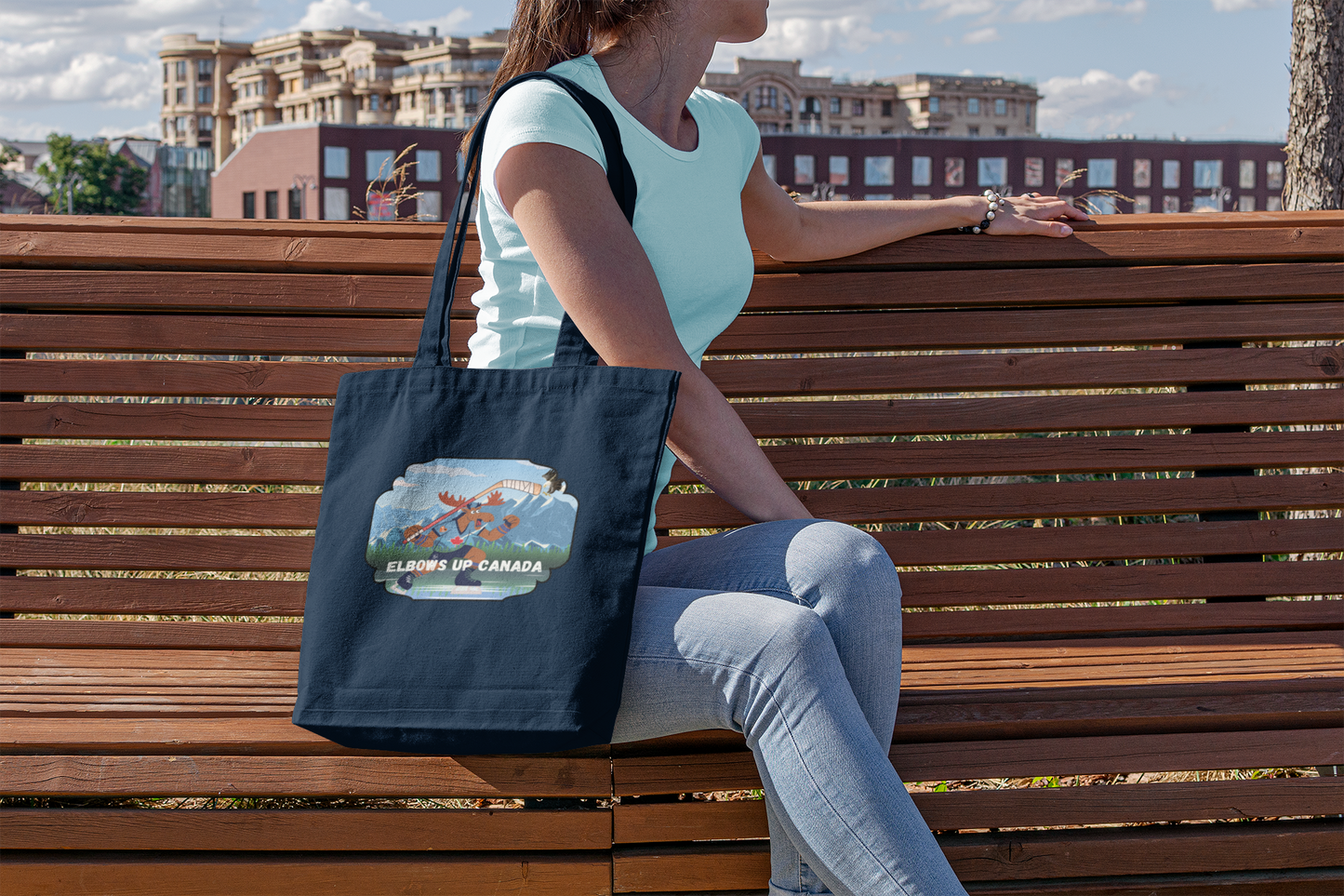 Elbows Up Canvas Tote